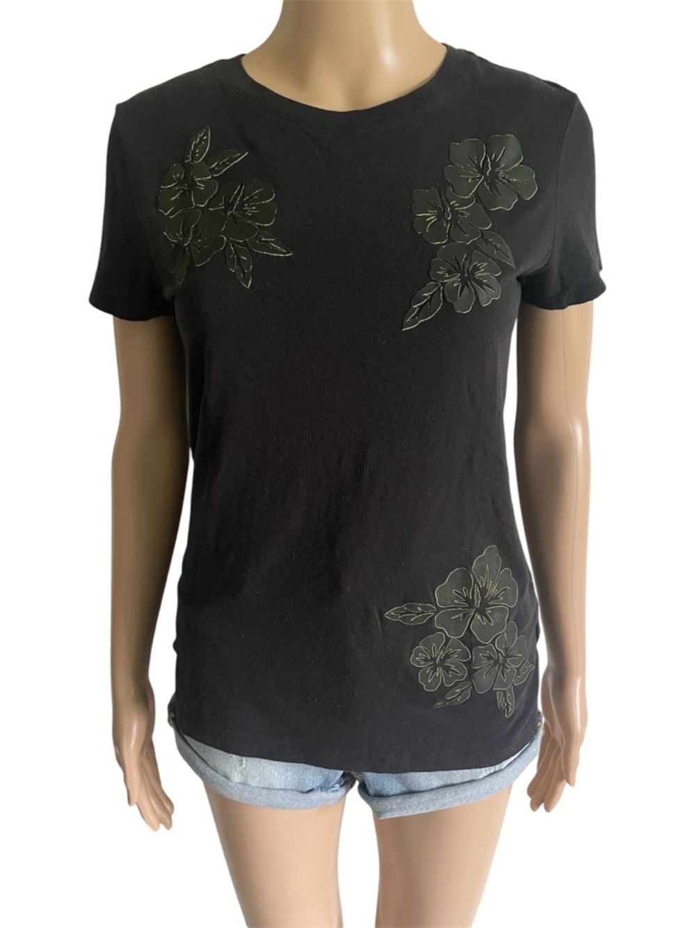 Free State Black & Gold Crewneck Short Sleeve Graphic Pullover T-Shirt Top